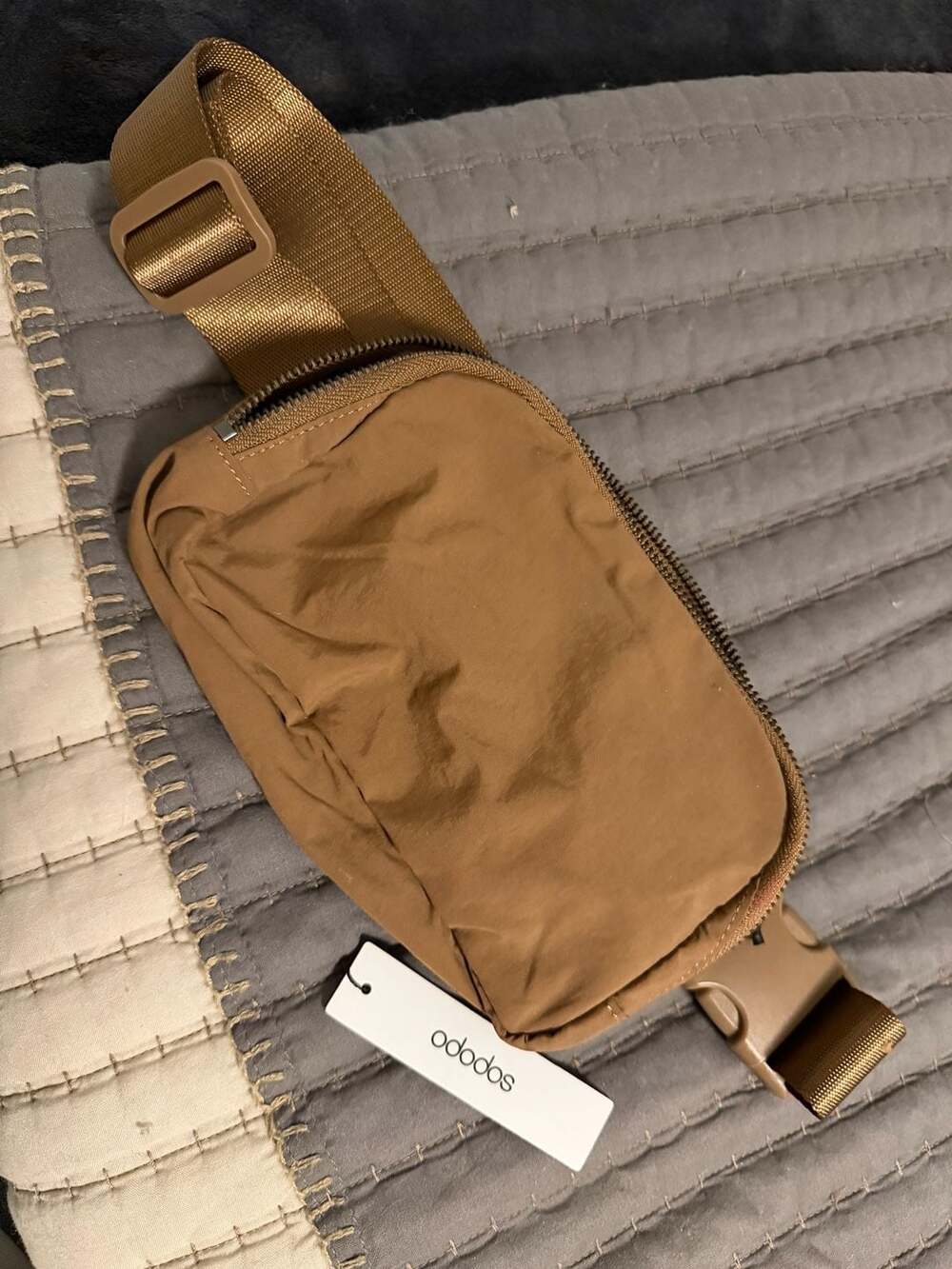ODODOS Unisex Mini Belt Bag with Adjustable Strap, Khaki